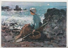 bnk cp N Grigorescu - Pescarita la Granville - carte postala uzata