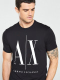 Tricou Armani Exchange slim fit negru, L, M, S, XL, Bumbac