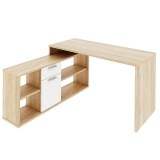 Cumpara ieftin Birou PC din pal stejar sonoma alb Noe 135x135x74 cm