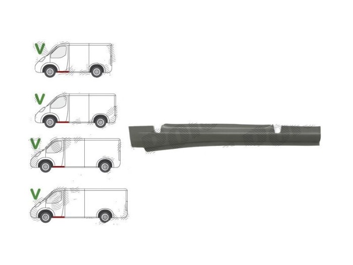 Prag metalic Ford Transit/Tourneo (V347/8), 05.2006-04.2013, Transit (V184/5), 05.2000-04.2006, fata, Stanga, sub usa fata