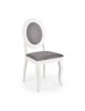 Scaun de living si bucatarie HM Barock, din lemn masiv, ergonomic, tapitat cu stofa, 100 Kg, 93x45x51 cm, Alb/Gri