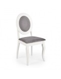 Scaun de living si bucatarie HM Barock, din lemn masiv, ergonomic, tapitat cu stofa, 100 Kg, 93x45x51 cm, Alb/Gri