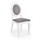 Scaun de living si bucatarie HM Barock, din lemn masiv, ergonomic, tapitat cu stofa, 100 Kg, 93x45x51 cm, Alb/Gri
