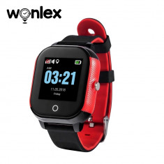 Ceas Smartwatch Pentru Copii Wonlex GW700S cu Functie Telefon, Localizare GPS, Pedometru, SOS, IP54 - Rosu-Negru, Cartela SIM Cadou foto