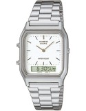 Cumpara ieftin Ceas Casio Vintage AQ-230A-7DMQ Unisex, Display Hibrid, Curea Inox, Rezistent Apa