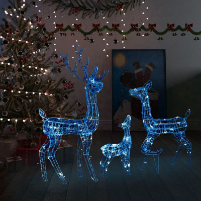 vidaXL Decorațiune de Crăciun familie reni 300 LED-uri albastru acril foto