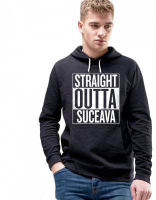 Hanorac Barbati Negru - Straight Outta Suceava - M foto