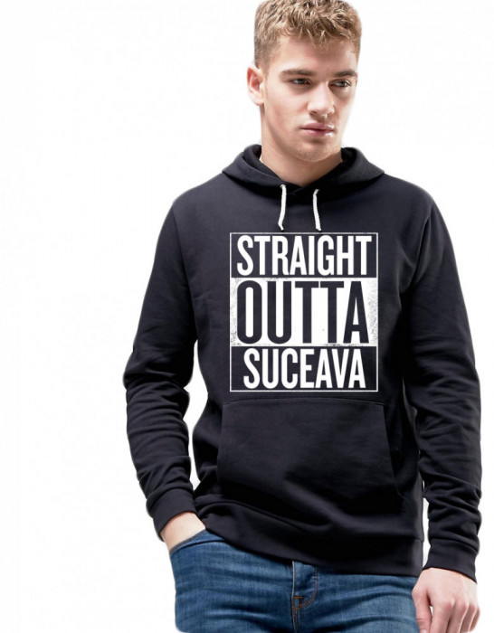 Hanorac Barbati Negru - Straight Outta Suceava - S