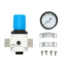 Regulator presiune aer cu manometru, P1 maxim 16 bar / 1.6 MPa, P2 maxim 12 bar, racord 1/4 inch, pentru instalatii pneumatice si scule cu aer