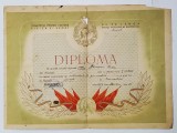 DIPLOMA PENTRU OCUPAREA LOCULUI I LA GIMNASTICA , RAIONUL MUSCEL , 1954