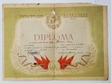 DIPLOMA PENTRU OCUPAREA LOCULUI I LA GIMNASTICA , RAIONUL MUSCEL , 1954