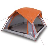 Cumpara ieftin Cabina cort de camping 4 persoane gri si portocaliu impermeabil