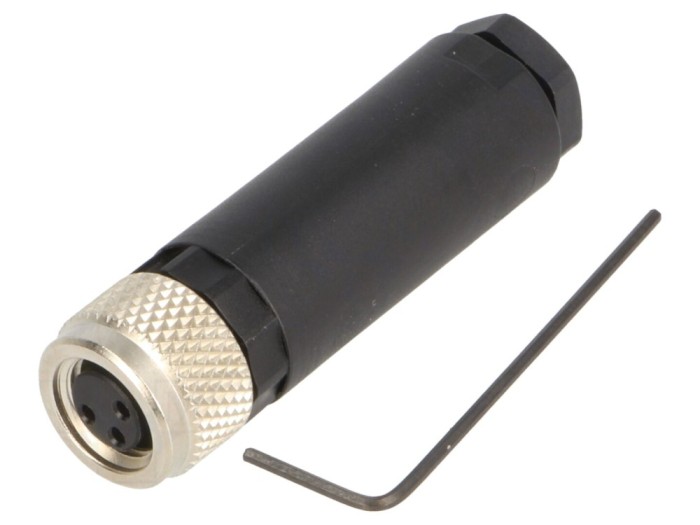 Conector M8 mamă drept pe cablu 4A
