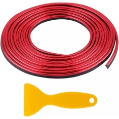 Banda auto decorativa pentru interior Starpia, 10 m, PVC, negru, rosu