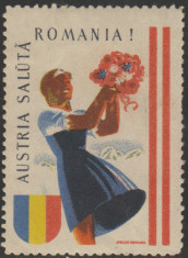 1935 Vigneta Austria saluta Romania, vinieta dantelata foto