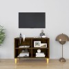 VidaXL Comodă TV, picioare lemn masiv, stejar afumat, 69,5x30x50 cm