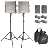 Cumpara ieftin Kit 2 Panouri Neewer Bi Color 480 LED,trepiezi 200 cm, 4 baterii si 2 incarcatori + gentute transport