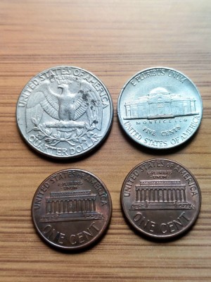 Lot 4 monede USA anul 1989 foto