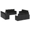 Set canapele de gradina, 12 piese, cu perne, negru, poliratan