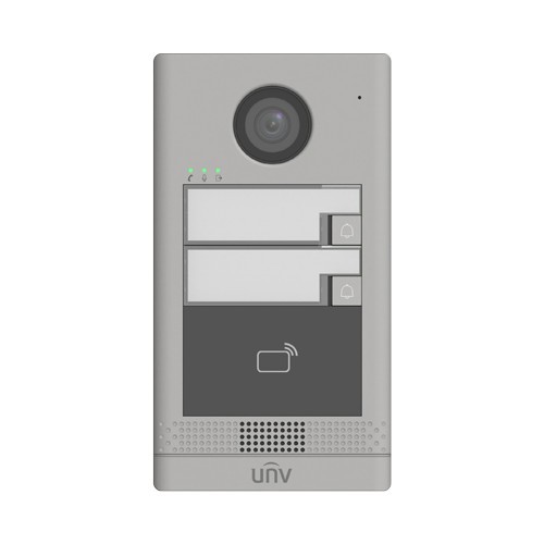 Post exterior videointerfon TCP/IP pentru 2 familii, IR, IK08 - UNV OEU-202S-HMK2
