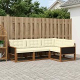 vidaXL Set de canapele de exterior cu pernă 4 pcs Natural și Crem 3381382