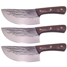 Set trei cutite de bucatar IdeallStore?, lucrate manual, Wave Blade, 28 cm, otel inoxidabil, maro foto