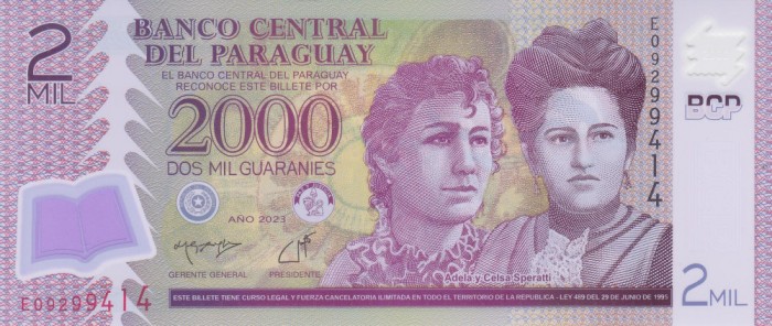 Bancnota Paraguay 2.000 Guaranies 2023 - P228 UNC ( polimer )