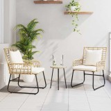 Cumpara ieftin Set de masă pentru grădină 3 pcs Maro, Negru, Crem
