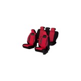 Set Huse Scaun Auto Universale Racing Rosu Piele Ecologica Textil Protectie Uzura Airbag 5 Tetiere Buzunare Confort Autohelix