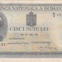 ROMANIA 500 LEI 1939 CU SUPRATIPAR VF
