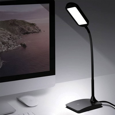 Lampa de Birou, Model cu LED, Funcție Tactilă, Braț Flexibil, Culoare Neagră foto
