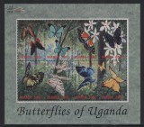 UGANDA 2000 FAUNA INSECTE FLUTURI, Nestampilat