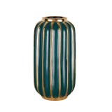 Vaza decorativa A22G-L, ceramica, verde + auriu, 29 cm