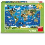 Puzzle XL - Harta animalelor (100 piese)