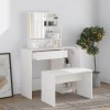 Set măsuță de toaletă, alb extralucios, 86,5x35x136 cm