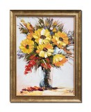 Cumpara ieftin Tablou impasto vaza cu foarea soarelui pictat manual inramat, 45x35cm ulei pe panza, Valentin Pop