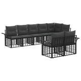 vidaXL Set de canapele de exterior 8 pcs Negru și Gri &icirc;nchis Poliester 3437729