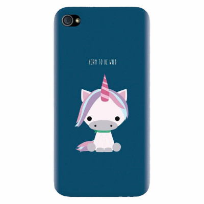 Husa silicon pentru Apple Iphone 4 / 4S, Horn To Be Wild Cute Unicorn foto