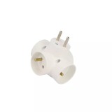 Conector Alimentare AC Splitter 2P+PE Alb TIMEX-ELEKTRO R-48/Z: 4x Soclu, Protectie Supratensiune, Impamantare, Rotund