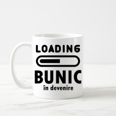 Cana alba personalizata Loading bunic in devenire, text negru, INOVATIX&reg;. 330ml