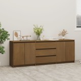 Dulap lateral, maro miere, 180x36x65 cm, lemn masiv de pin