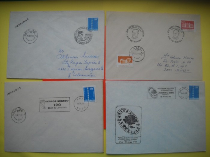 HOPCT PLIC NR 613 SET 4 PLICURI MUZICA / MUZICIENI ROMANI 1980-1981 -ROMANIA-IASI