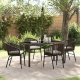 vidaXL Set de masă pentru grădină 5 pcs Maro Rattan poli