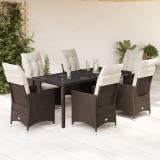 Cumpara ieftin Gossi set mobilier de gradina cu perne, 7 piese, maro, poliratan
