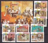 Redonda 1982 Disney 101 dalmatieni serie + bloc MNH, Nestampilat