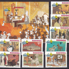 Redonda 1982 Disney 101 dalmatieni serie + bloc MNH