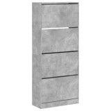 Dulap de pantofi 4 sertare rabatabile, gri beton, 80x34x187,5cm