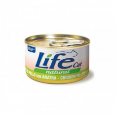 Conserva cu hrana umeda pentru pisici Life Cat, pui si rata, 85 g