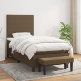 vidaXL Pat box spring cu saltea, maro &icirc;nchis, 80x200 cm, textil