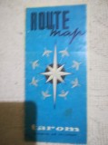 Harta TAROM rute (inter)nationale , perioada comunista, turism, aviatie